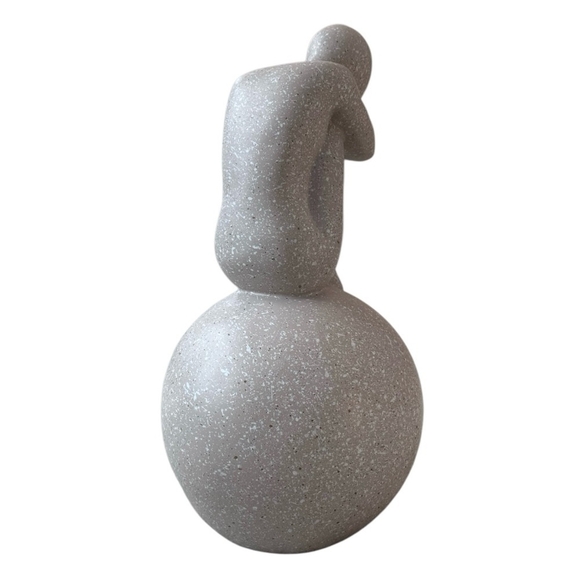 Contemplative Man Sculpture Gray Resin Human Figurine Thinker Sculpture Art Deco - Picture 7 of 7